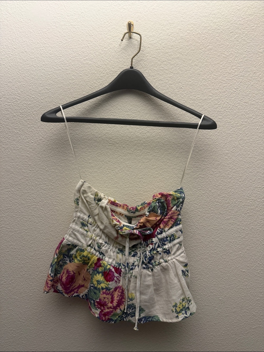 Anthropologie Somerset Strapless Foral Blouse